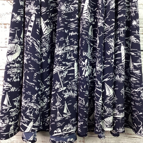 CHARTER CLUB SIZE 10 PETITE NAVY BLUE SCENIC BEACH VACATION SUMMER DRESS - Picture 11 of 16